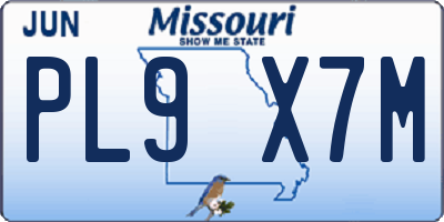 MO license plate PL9X7M