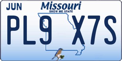 MO license plate PL9X7S