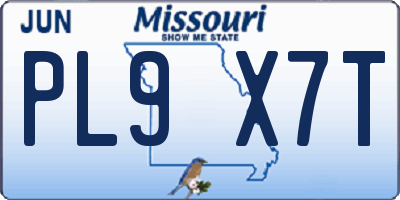 MO license plate PL9X7T