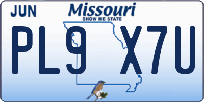 MO license plate PL9X7U