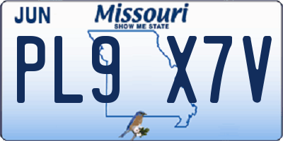 MO license plate PL9X7V