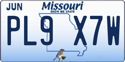 MO license plate PL9X7W