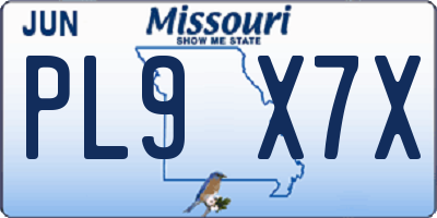 MO license plate PL9X7X
