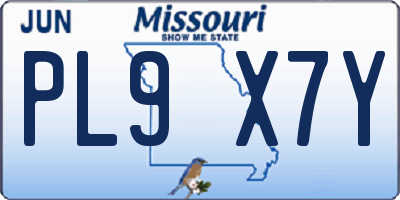 MO license plate PL9X7Y