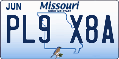 MO license plate PL9X8A