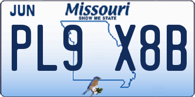 MO license plate PL9X8B