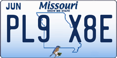 MO license plate PL9X8E