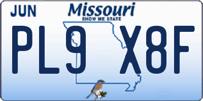 MO license plate PL9X8F