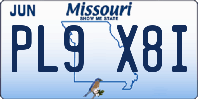 MO license plate PL9X8I