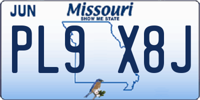 MO license plate PL9X8J