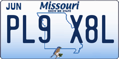 MO license plate PL9X8L