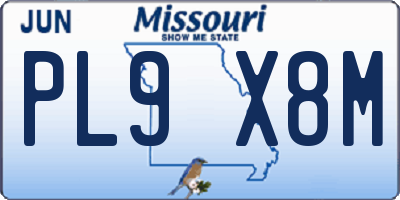 MO license plate PL9X8M