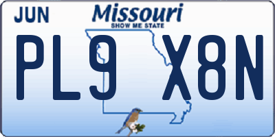 MO license plate PL9X8N