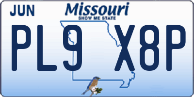 MO license plate PL9X8P