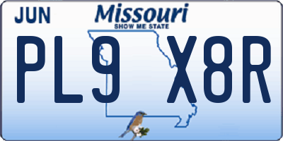 MO license plate PL9X8R