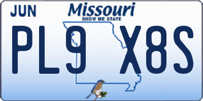 MO license plate PL9X8S