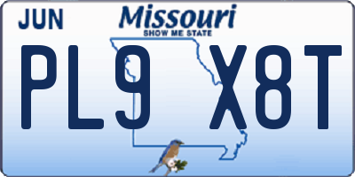 MO license plate PL9X8T
