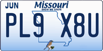 MO license plate PL9X8U