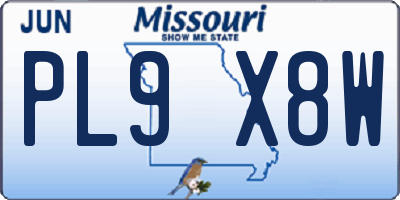 MO license plate PL9X8W