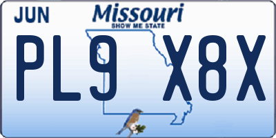 MO license plate PL9X8X