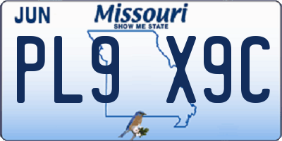 MO license plate PL9X9C