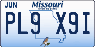 MO license plate PL9X9I
