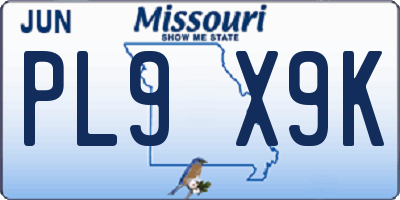 MO license plate PL9X9K