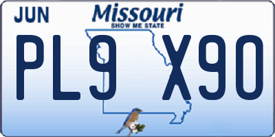 MO license plate PL9X9O