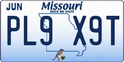 MO license plate PL9X9T