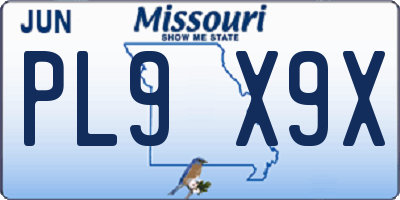 MO license plate PL9X9X