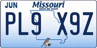 MO license plate PL9X9Z