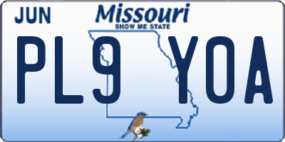 MO license plate PL9Y0A