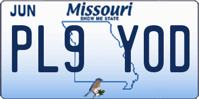 MO license plate PL9Y0D