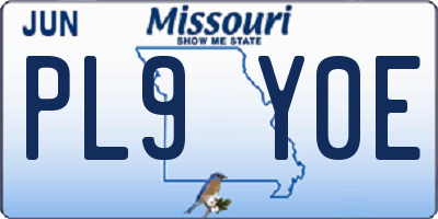 MO license plate PL9Y0E