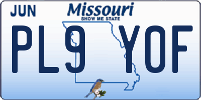 MO license plate PL9Y0F