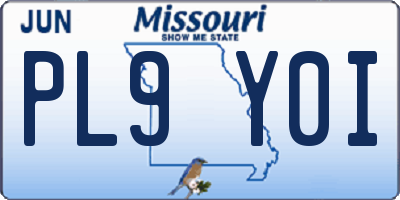 MO license plate PL9Y0I