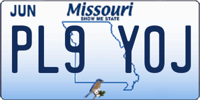 MO license plate PL9Y0J