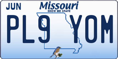 MO license plate PL9Y0M