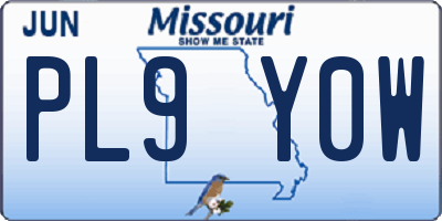 MO license plate PL9Y0W