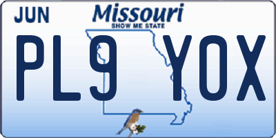 MO license plate PL9Y0X