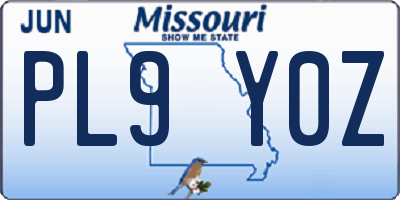 MO license plate PL9Y0Z