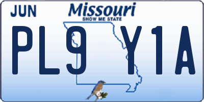 MO license plate PL9Y1A