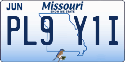 MO license plate PL9Y1I
