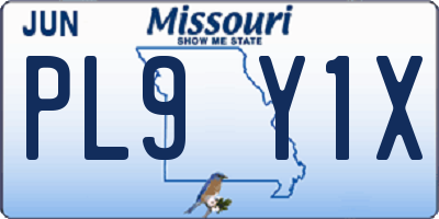 MO license plate PL9Y1X