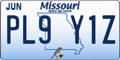 MO license plate PL9Y1Z