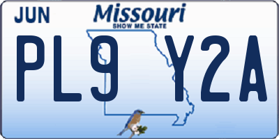 MO license plate PL9Y2A