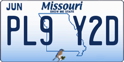 MO license plate PL9Y2D