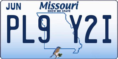 MO license plate PL9Y2I