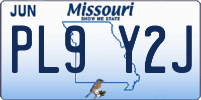 MO license plate PL9Y2J