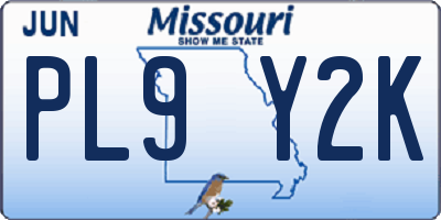 MO license plate PL9Y2K